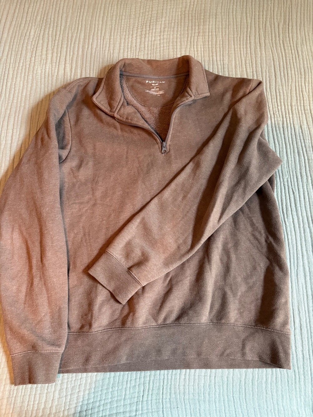 Puritan Medium Brown Cotton Polyester Quarter-Zip Sweater